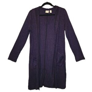 Chico's Zenergy Vanya Ribbed Purple Hooded Cardigan Jacket Women's Size 1 (8/10)